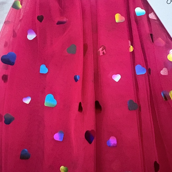 Vibrant Pink Heart-Patterned Tulle Skirt - Picture 4 of 4